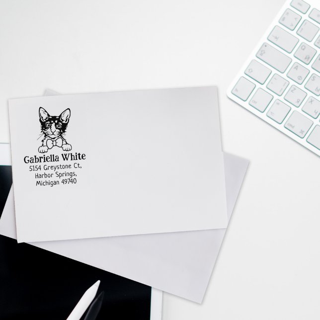 Sello De Caucho Mascota de dirección de devolución de gato de Lape (Subido por el creador)