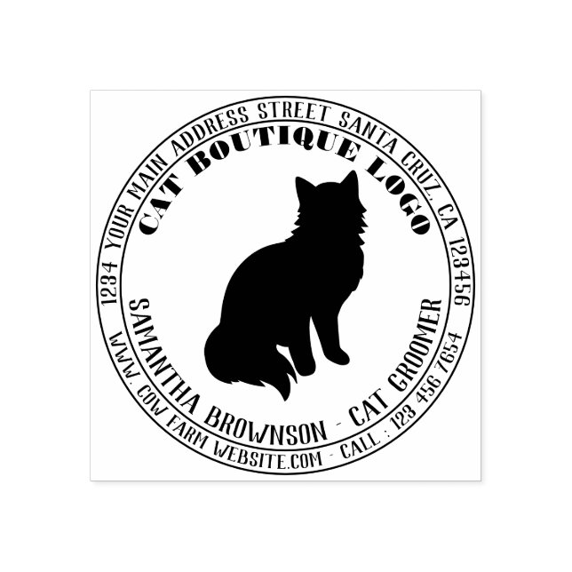 Sello De Caucho Mascota de sentada de silueta de gato (Impresión)
