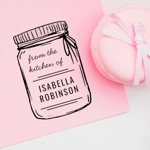 Sello De Caucho Mason Jar, Dibujado A Mano, De La Cocina Del Nombr
