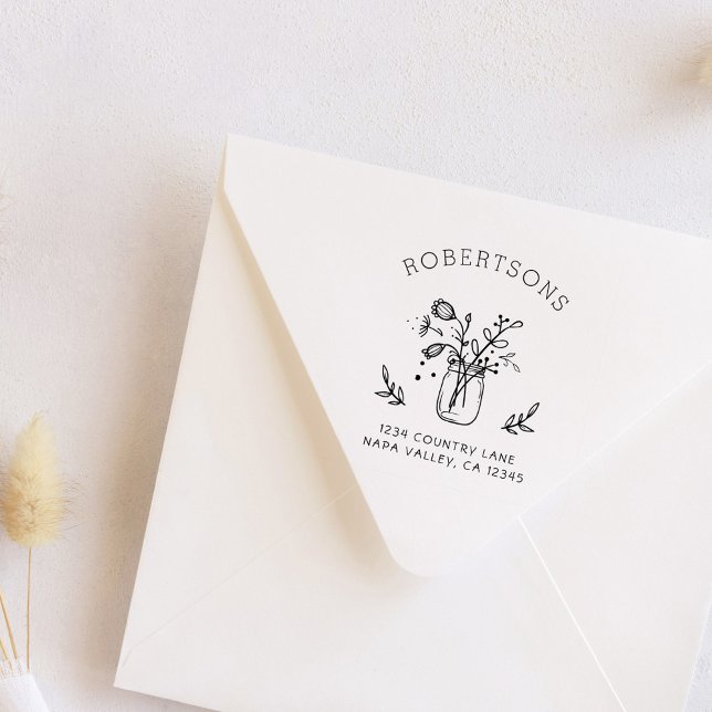 Sello De Caucho Mason Jar Flowers | Crear su propia dirección de d (Subido por el creador)