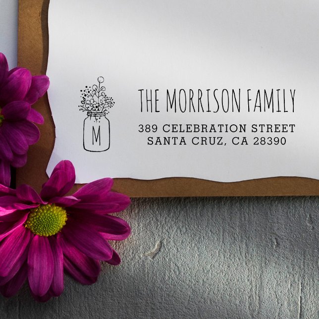 Sello De Caucho Mason Jar Monograma Nombre de familia Dirección de (Subido por el creador)
