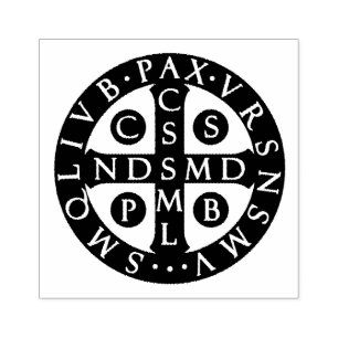 Sello De Caucho Medalla de San Benedicto Religioso Católica