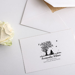 Sello De Caucho Meditación de yoga, dirección de retorno de árbol