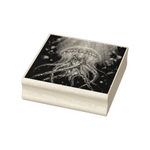 Sello De Caucho Medusa Bioluminiscente de Madera Artística Majestu