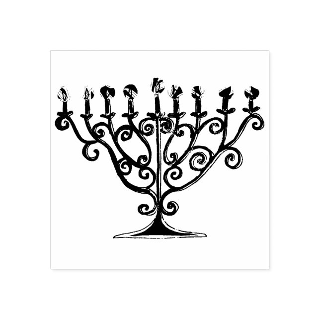 Sello De Caucho Menorah Candle (Impresión)