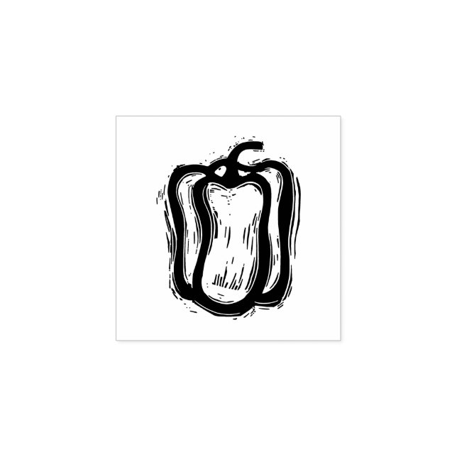 Sello De Caucho Menú vegetariano Pepper Elección Linocut Rústico (Impresión)