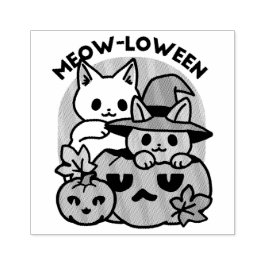 Sello De Caucho Meow-Loween - Diseño de felinos Halloween