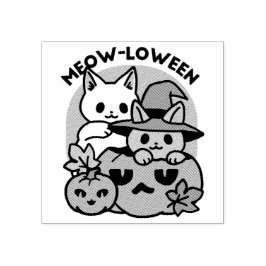 Sello De Caucho Meow-Loween - Diseño de felinos Halloween