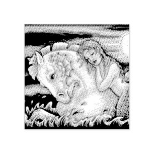 Sello De Caucho MERMAID EN MERHORSE FANTASY RUBBER STAMP *Close