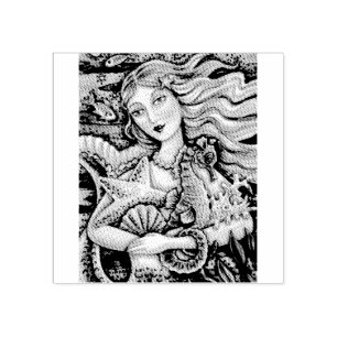 SELLO DE CAUCHO MERMAID, SEAHORSE, FANTASY RUBBER STAMP