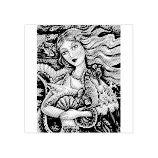 SELLO DE CAUCHO MERMAID, SEAHORSE, FANTASY RUBBER STAMP