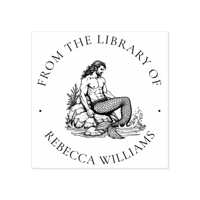 Sello De Caucho Merman encantado "De la biblioteca de" Ocean King (Impresión)