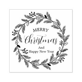 Sello De Caucho Merry Christmas And Happy New Year