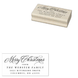 Sello De Caucho Merry Christmas, elegante dirección de retorno