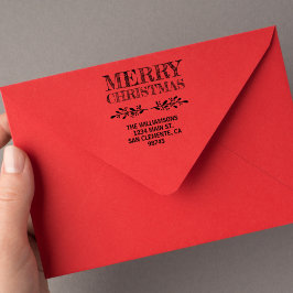 Sello De Caucho Merry Christmas Return Address