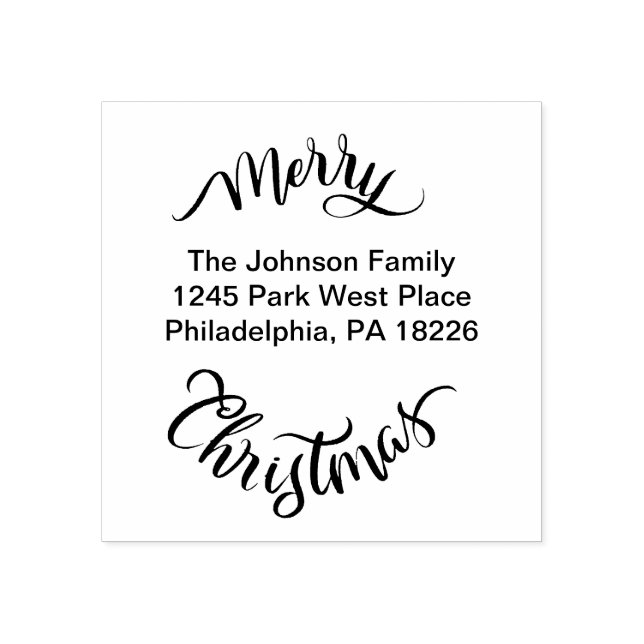 Sello De Caucho Merry Christmas Return Address (Impresión)