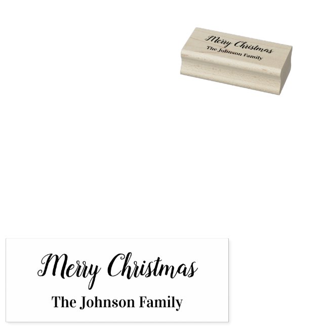 Sello De Caucho Merry Christmas Script with Name Text Template (Sellado)