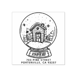 Sello De Caucho Merry Christmas Snowball House Return Address