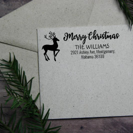 Sello De Caucho Merry Christmas with (custom) Family Address, 