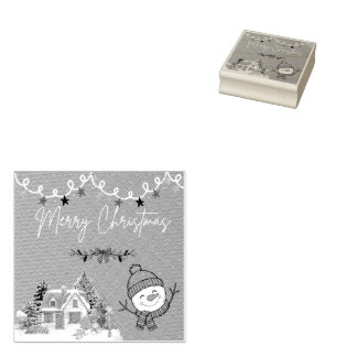 Sello De Caucho Merry Christmas Wood Art Stamp