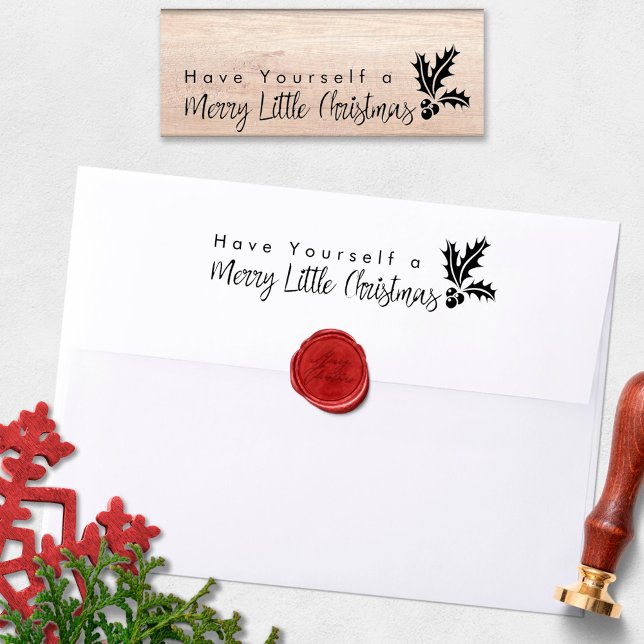 Sello De Caucho Merry Little Navidades Holly Leaf (Subido por el creador)
