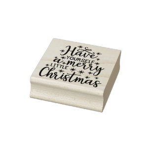 Sello De Caucho Merry Little Navidades Wood Art Stamp