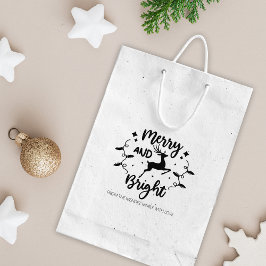 Sello De Caucho Merry y Bright, venados Navidades, familia grande