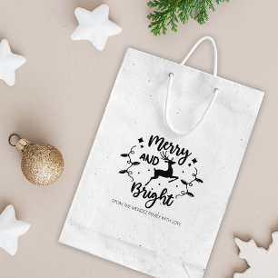 Sello De Caucho Merry y Bright, venados Navidades, familia grande