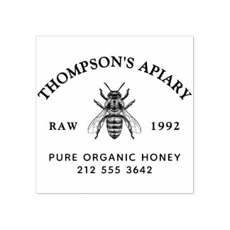 Sello De Caucho Miel Abeille Vintage Nom de Famille 