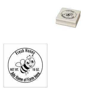 Sello De Caucho Miel fresca con nombre de granja de abejas