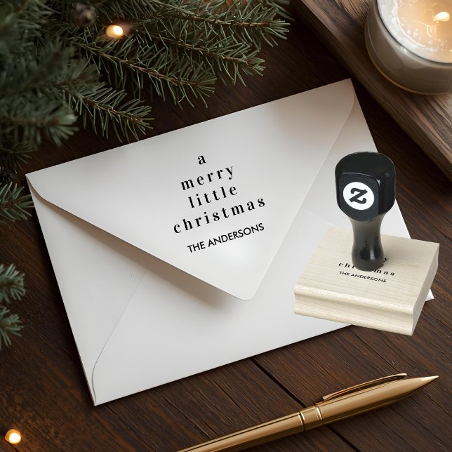 Sello De Caucho Minimalist A Merry Little Christmas Custom Family (Subido por el creador)