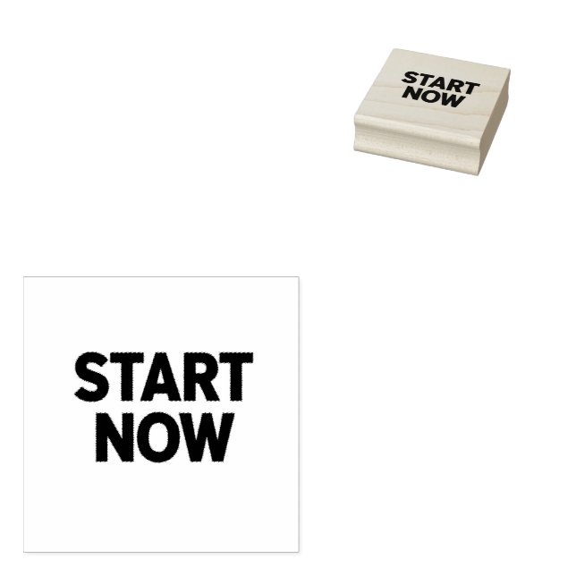 Sello De Caucho Minimalist bold start now text (Sellado)