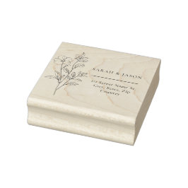 Sello De Caucho Minimalist Floral Wedding Rubber Stamp