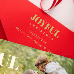 Sello De Caucho Minimalist Modern Joyful Christmas Family Address