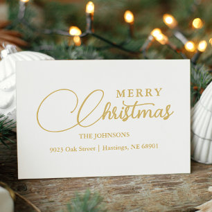 Sello De Caucho Minimalist Modern Merry Christmas Family Address