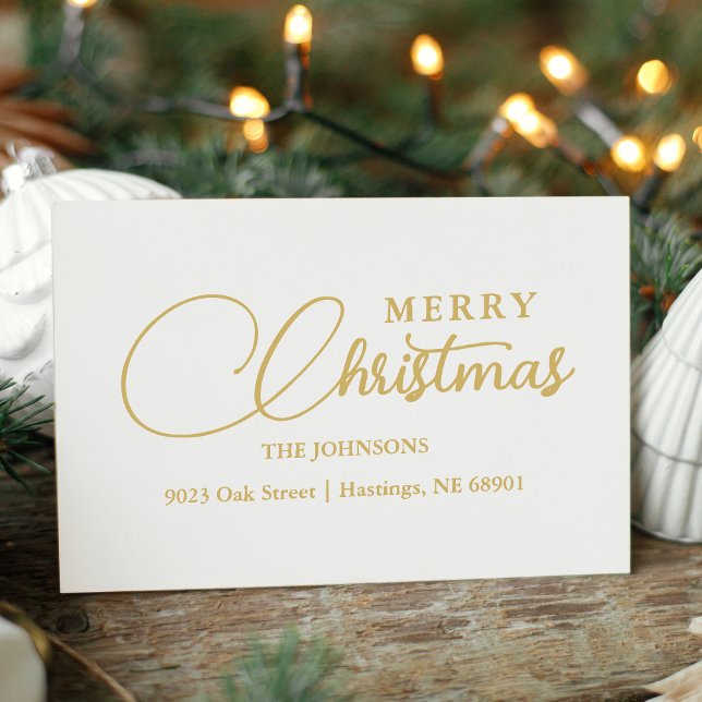 Sello De Caucho Minimalist Modern Merry Christmas Family Address (Minimalist Modern Merry Christmas Family Address Rubber Stamp Transform your holiday correspondence.)