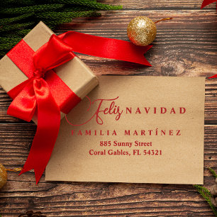 Sello De Caucho Minimalist Modern Spanish Feliz Navidad Address