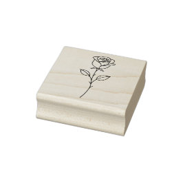 Sello De Caucho Minimalist Rose Botanical Line Art