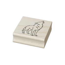 Sello De Caucho Minimalist Wolf Line Art – Howling Wildlife