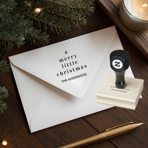 Sello De Caucho Minimalista Una Pequeña Navidad Alegre Personaliza