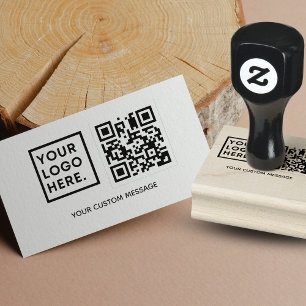 Sello De Caucho Mínimo Logotipo de envío simple Código QR Empresa