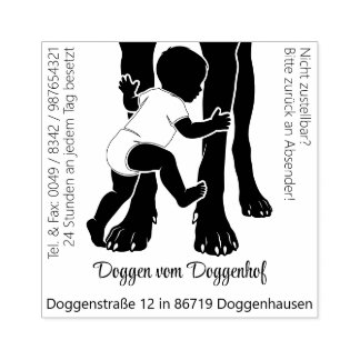 Sello De Caucho Mittel großer Doggen Stempel viel Text