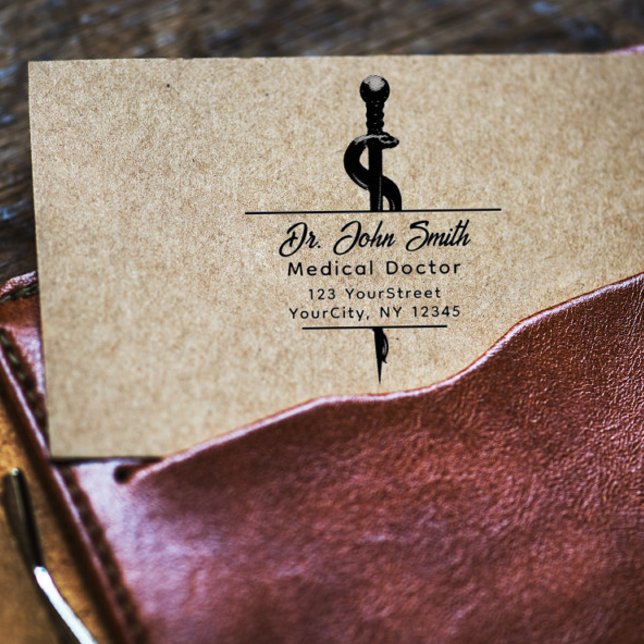 Sello De Caucho Moda Asclepius Médico Nombre de Script Dirección d (Subido por el creador)