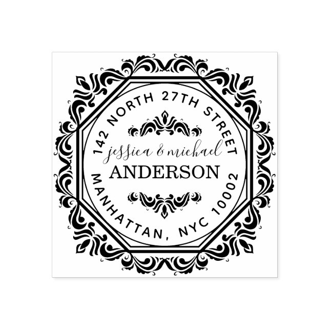 Sello De Caucho Moda Elegante Elegante Dirección De Retorno De Par (Impresión)