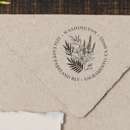 Sello De Caucho Moda Elegante Verdor Floral Dirección de retorno d