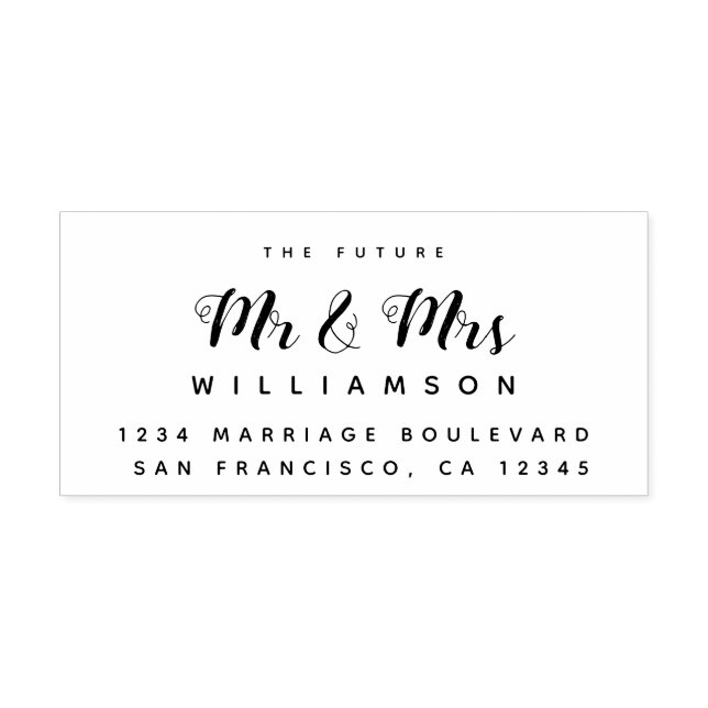 Sello De Caucho Moda Guión Futuro Sr. Sra. Boda Dirección de Retor (Impresión)