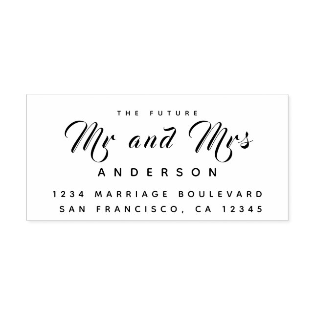 Sello De Caucho Moda Guión Futuro Sr. Sra. Boda Dirección de Retor (Impresión)