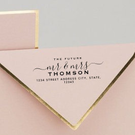 Sello De Caucho Moda Guión Futuro Sr. Sra. Boda Dirección de Retor