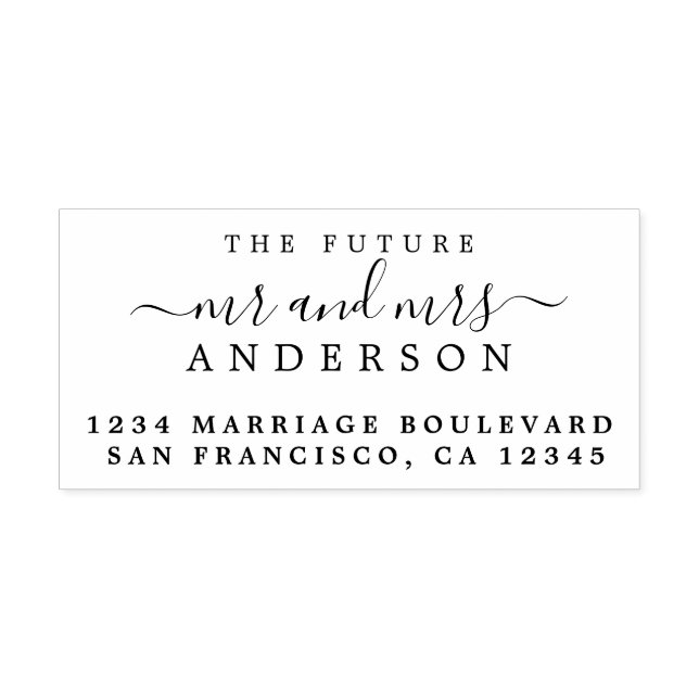 Sello De Caucho Moda Guión Futuro Sr. Sra. Boda Dirección de Retor (Impresión)