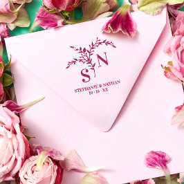 Sello De Caucho Moda Iniciales Botánicas Boda de Flor Silvestre Mo